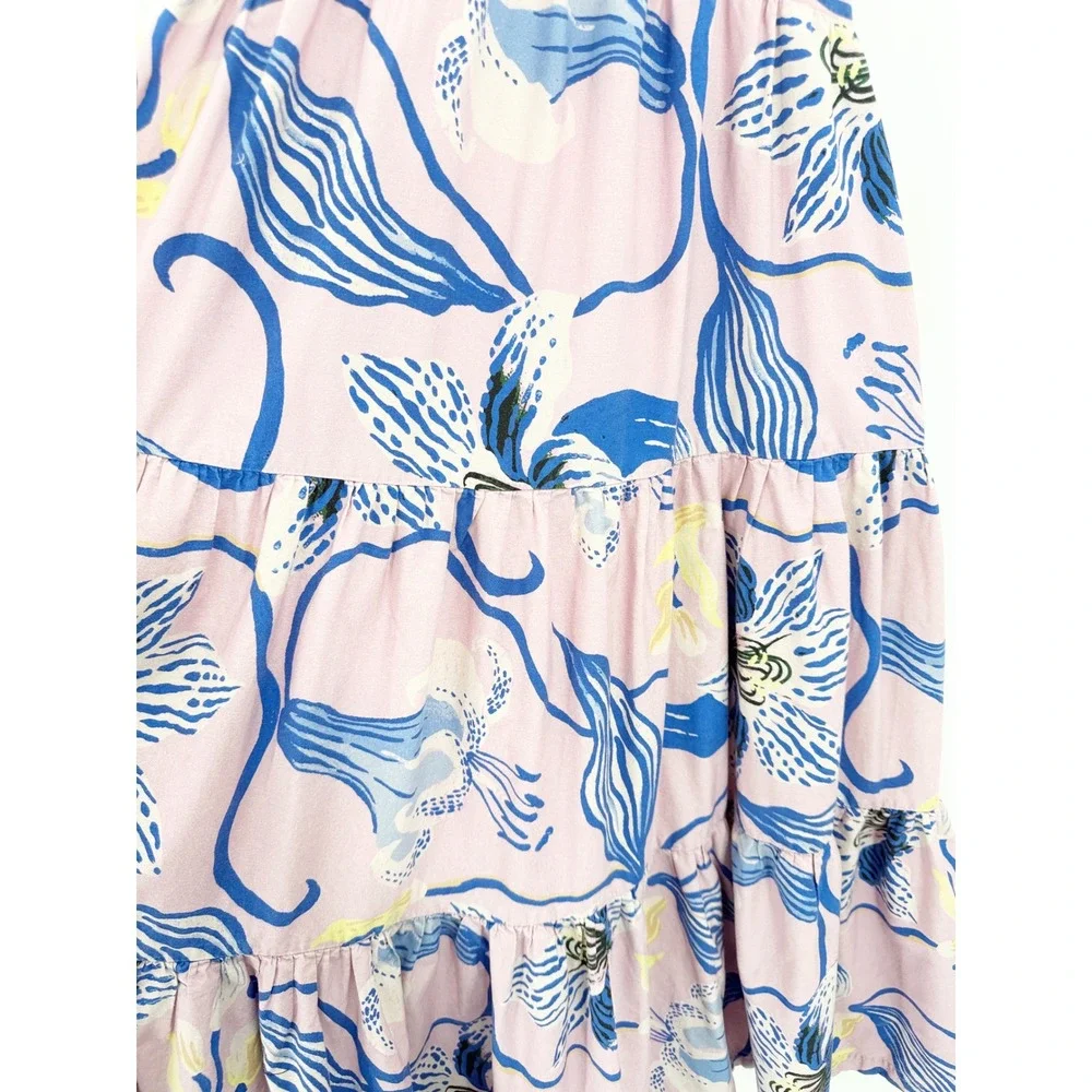Anthropologie Sarah Gordon for Maeve Pink Blue Floral Halter Maxi Dress Size 8 - Picture 8 of 14
